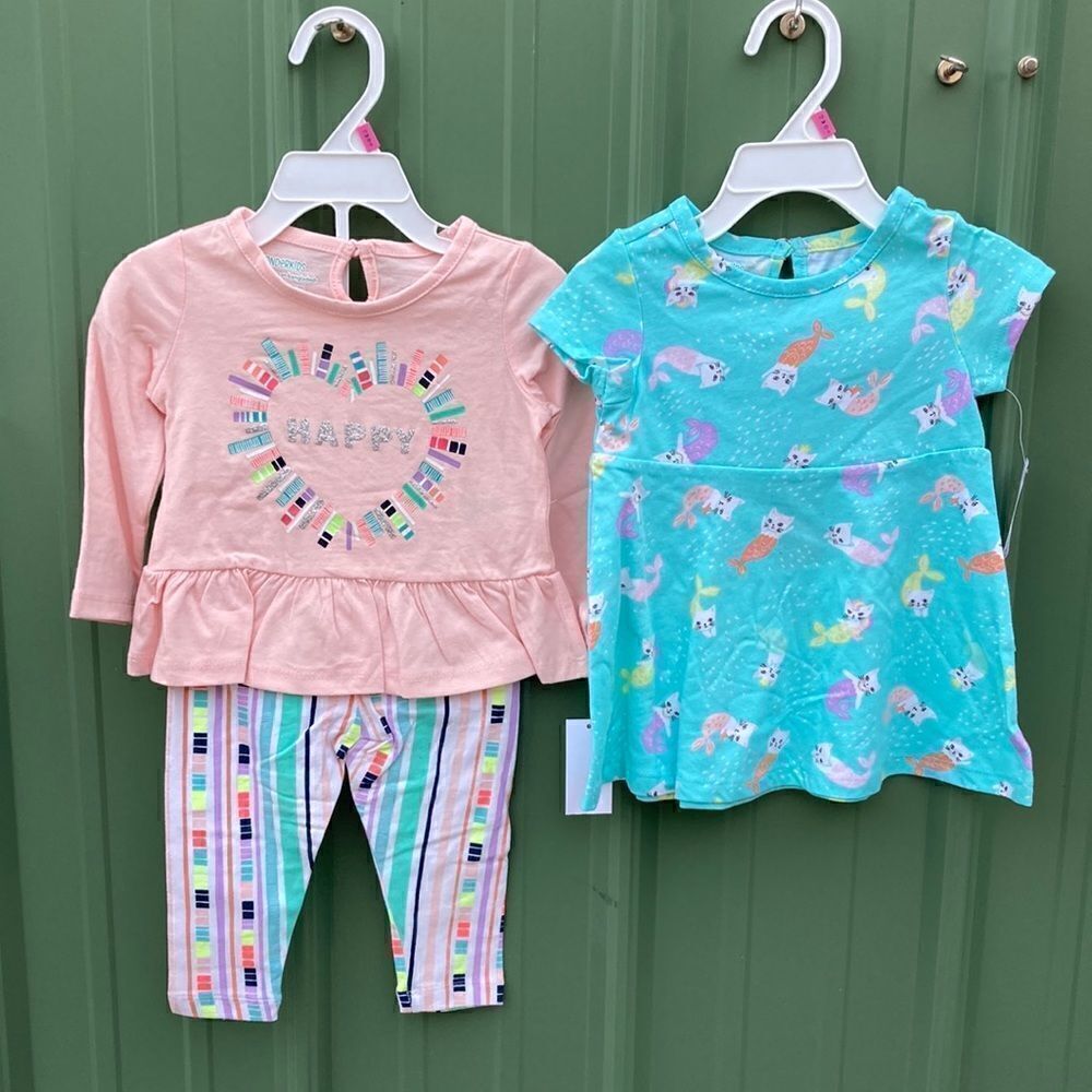 BABY Girls Cotton Shirt Pants & Dress Bundle 3-Piece Bundle Size 12M